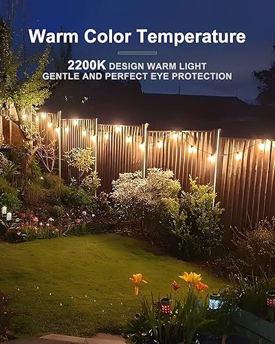 Miniatura 5 de Lightdot Guirnalda de luces LED para exteriores de 300 pies, con bombillas ST38 inastillables, 2200 K regulables, luces colgantes impermeables para