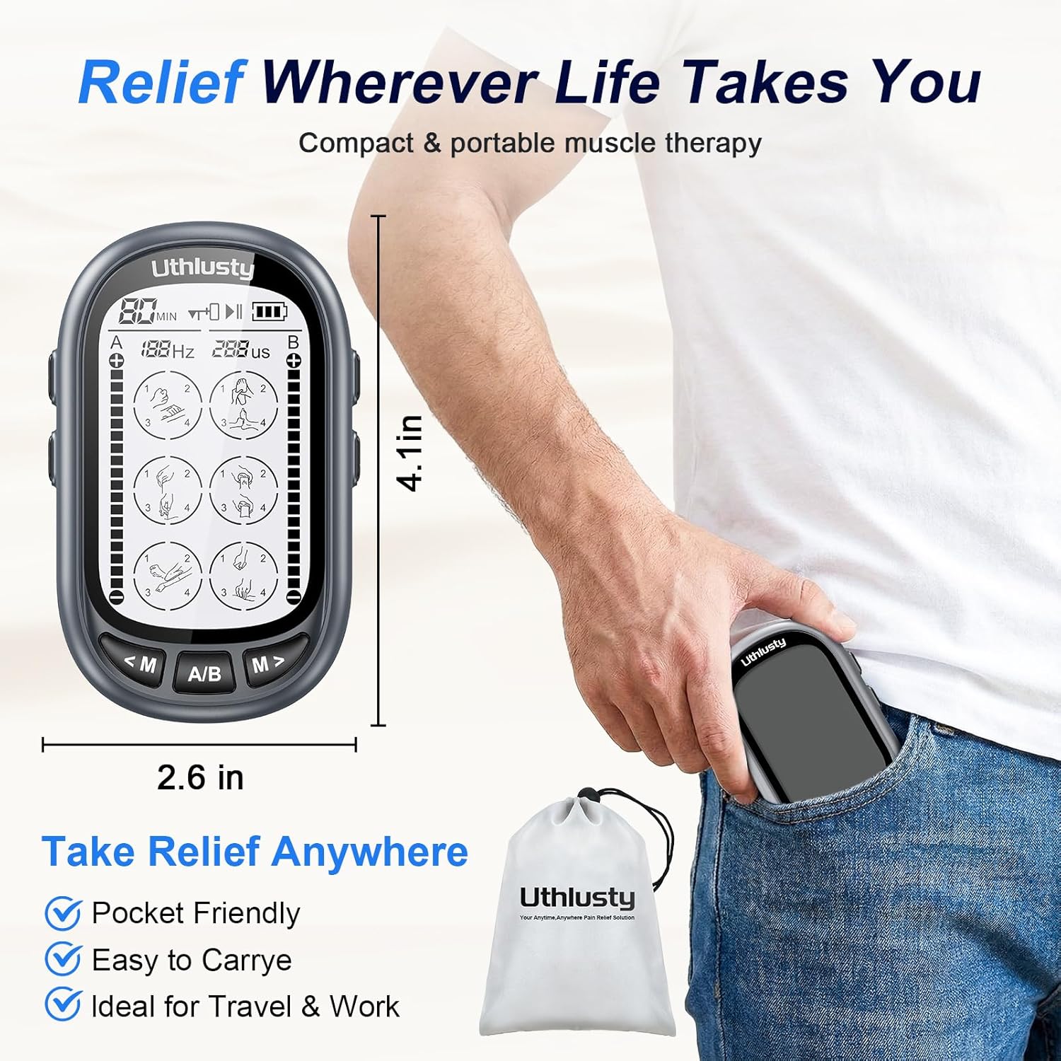 TENS Unit Muscle Stimulator for Pain Relief Therapy–Dual Channel 24 Modes TENS Machine&EMS Muscle Stimulator,Upgraded Large Screen Portable Muscle Stimulator for Back,Shoulder,& Neck Pain with 10 Pads