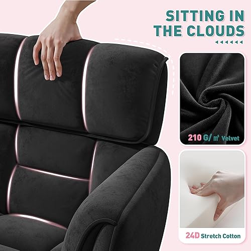 Miniatura 3 de Silla de oficina en casa con ruedas, material suave al tacto, moderna y bonita silla de tocador con respaldo, altura ajustable, cómodas sillas de