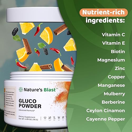Miniatura 5 de NATURES BLAST Gluco-polvo con extracto de morera blanca y canela de Ceilán, mezcla orgánica de bienestar metabólico para energía y vitalidad, 1