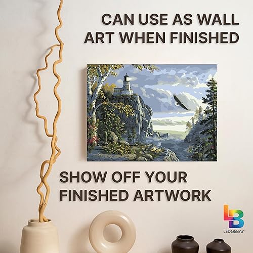 Miniatura 9 de Ledgebay - Pintura por número para adultos  Kits de pintura por números, pintura sin arrugas por números para adultos principiantes, 12 x 16