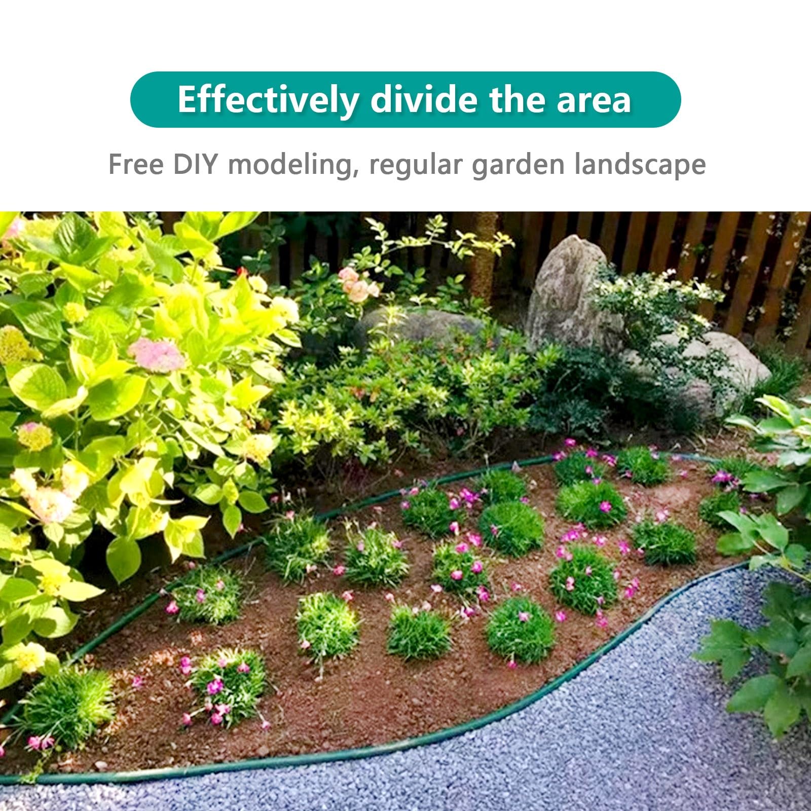 Bordure de jardin en plastique durable et résistant aux intempéries pour pelouse et allée, design flexible avec installation facile sans creusement, clous inclus, hauteur 10 cm