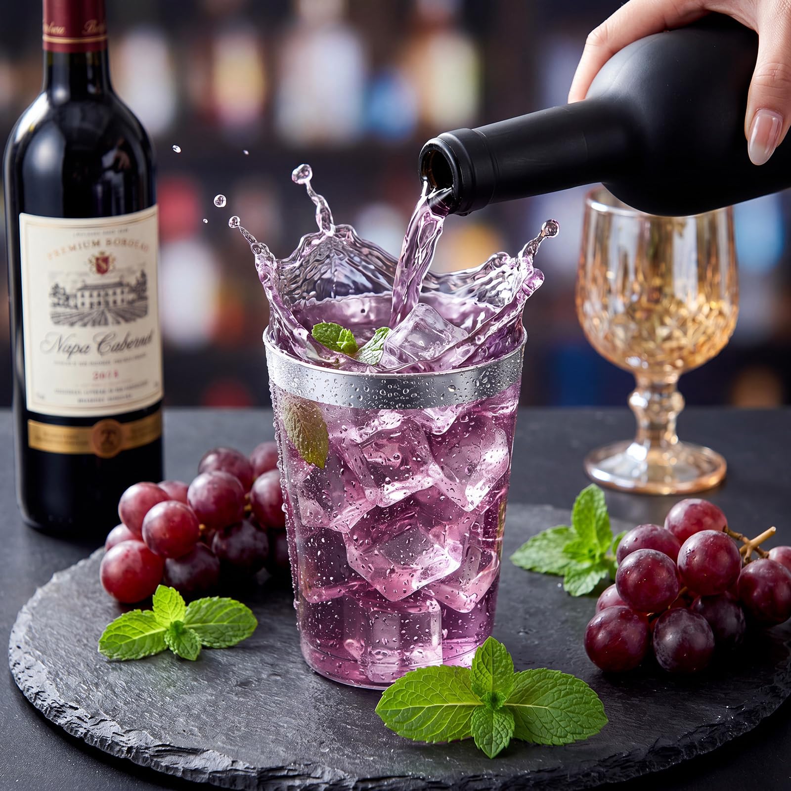 DaYammi 200 Pack Silver Plastic Cups 10 Oz Clear Plastic Cups Silver Rimmed Disposable Wine Glasses Heavy Duty Disposable Tumblers Drinking Cocktail Glasses for Party Wedding — Amazon image 8