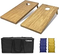 Vista 64 de GoSports 4 ft x 2 ft Regulation Size Wooden Cornhole Boards Set with Light Brown Finish - Includes Carrying Case and Bean Bags
