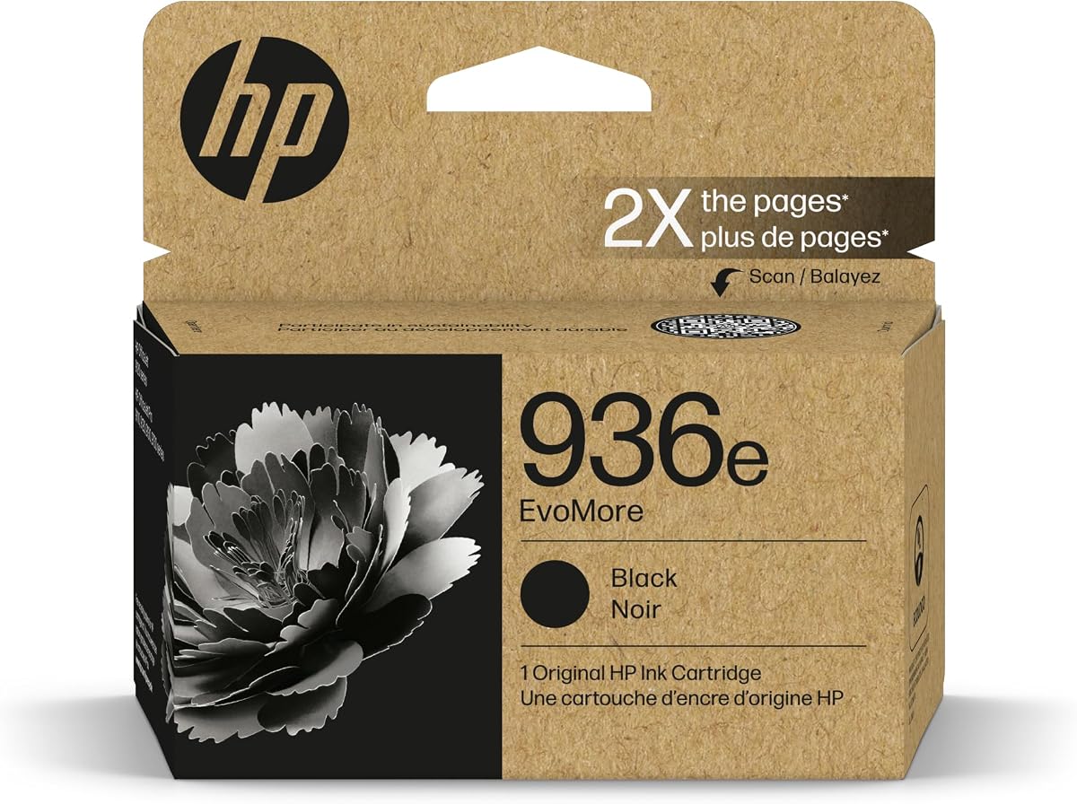Cartucho de tinta HP 936e negro EvoMore | Funciona con OfficeJet 9120, Pro 9100, Pro Wide Format 9700 | Carbono neutro | 4S6V6LN