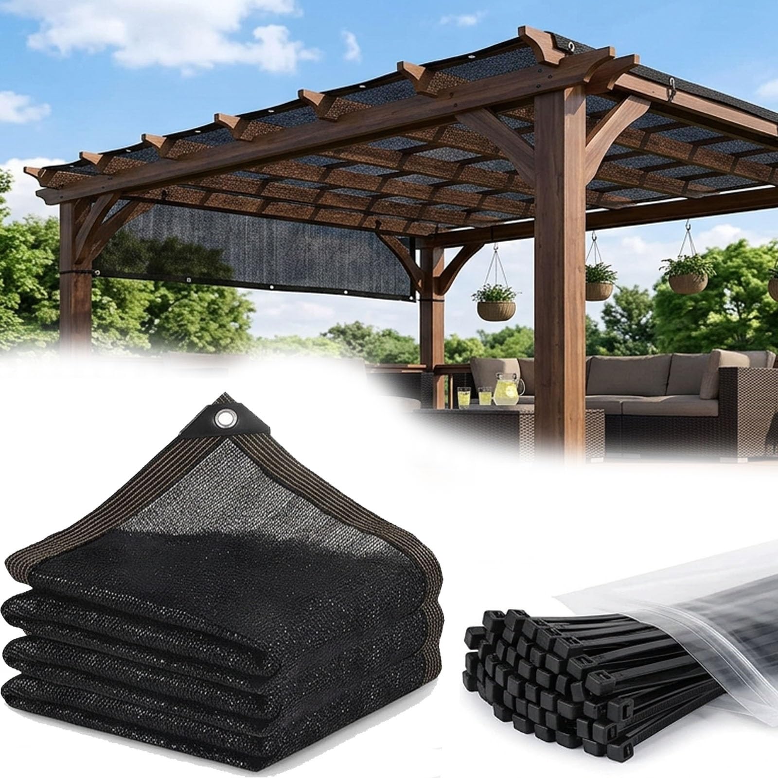 Canisse Brise Vue Filet d'Ombrage pour Clôture, Toile Exterieur Imperméable Occultant Anti UV de Balcon, Bache de Protection Solaire pour Jardin, Pergola, Tonnelle, Piscine et Terrasse(3x5m)