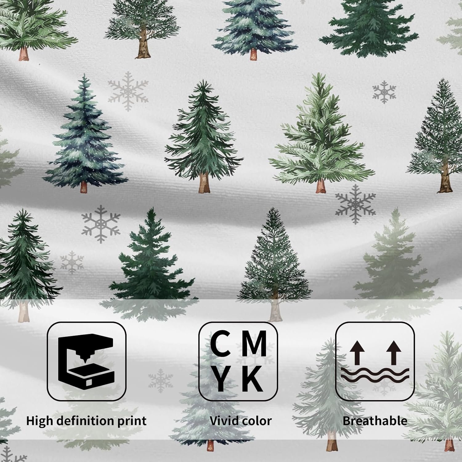 Winter Snowflake Green Tree Hand Towel Set of 2 Soft Absorbent Green and White Merry Christma Tree Tea Towels Baking Cooking Wash Cloth for Holiday Bathroom Kitchen Bar Beach Gym Spa Decor 14x28 Inch - Image 3