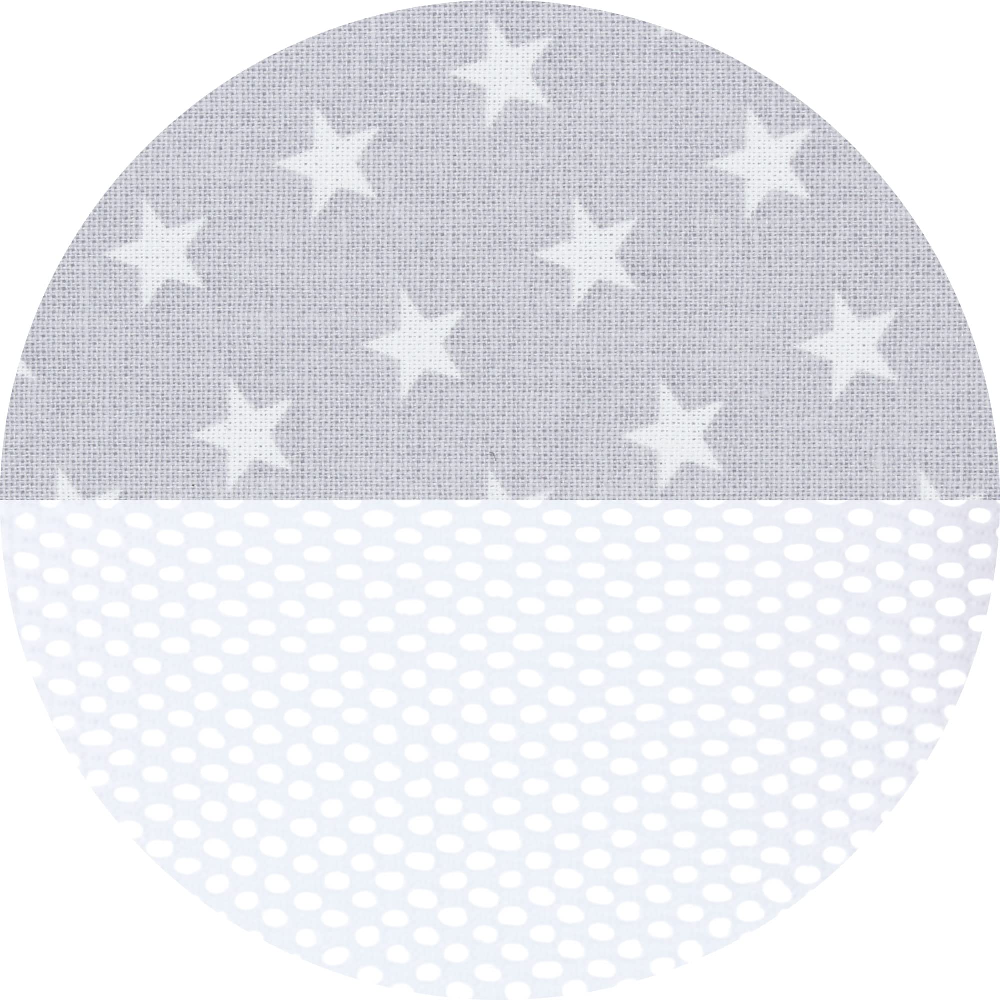 babybay Ochraniacz siatkowy pasujący do modelu Boxspring XXL, jasnoszary, gwiazdy białe