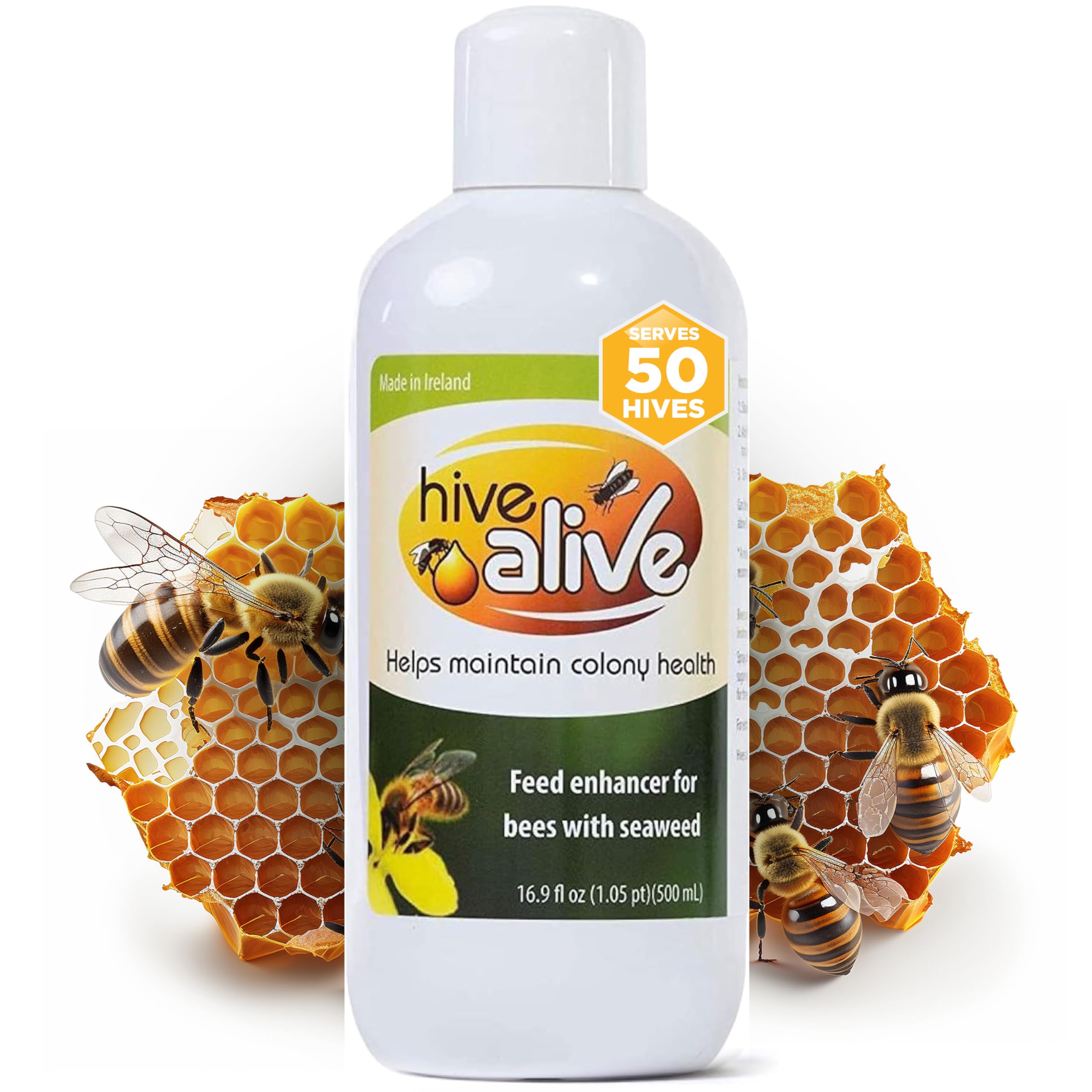 HIVE ALIVE Bee Food Supplement - Honey Bee Liquid Feed Enhancer - Beekeeping Autumn Spring Feeding - Lower Winter Mortality, Improve Colony Health, Honey Production (500 ml, 50 Hives)