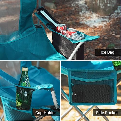 Miniatura 4 de Silla plegable de camping al aire libre, portátil, ligera, sillas plegables para campamento para adultos al aire libre con soporte para tazas, bolsa