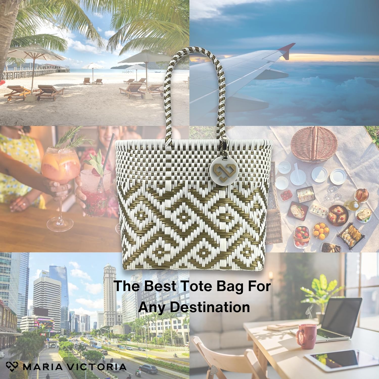 MARIA VICTORIA X-Small Mexican Tote - Waterproof Woven Beach Purse - Image 5