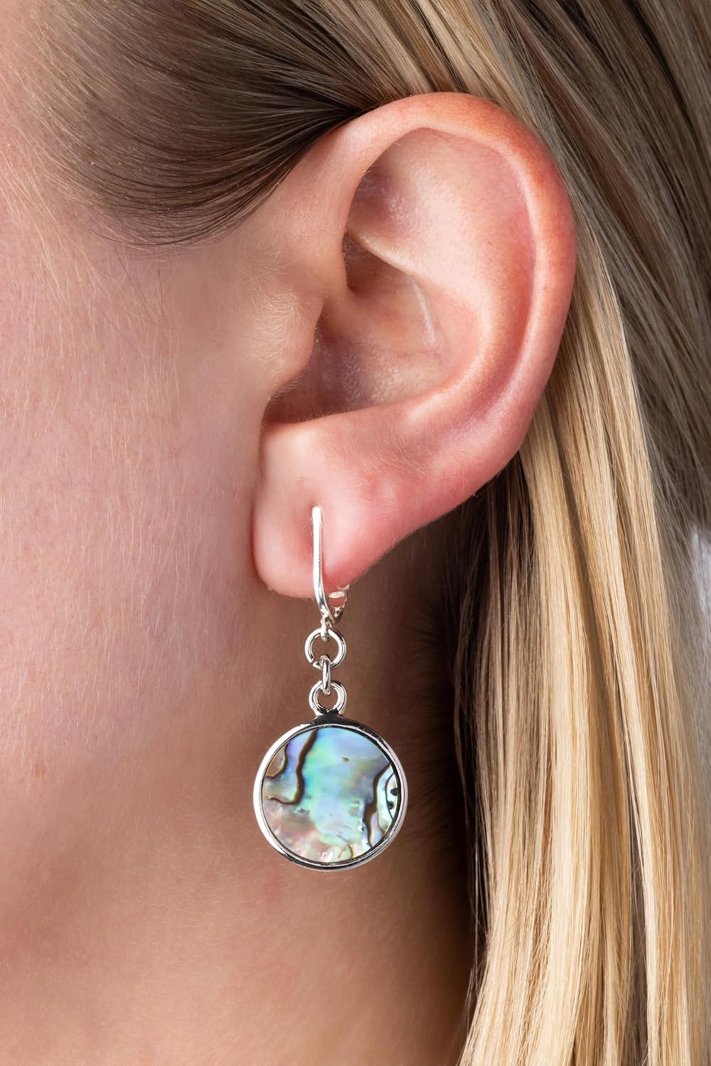 Aloha Earrings Tahitian-Style Abalone Paua Shell Clip On Earrings-Mother of Pearl Shells Authentic Ocean Romantic Shells Holiday, Authentic