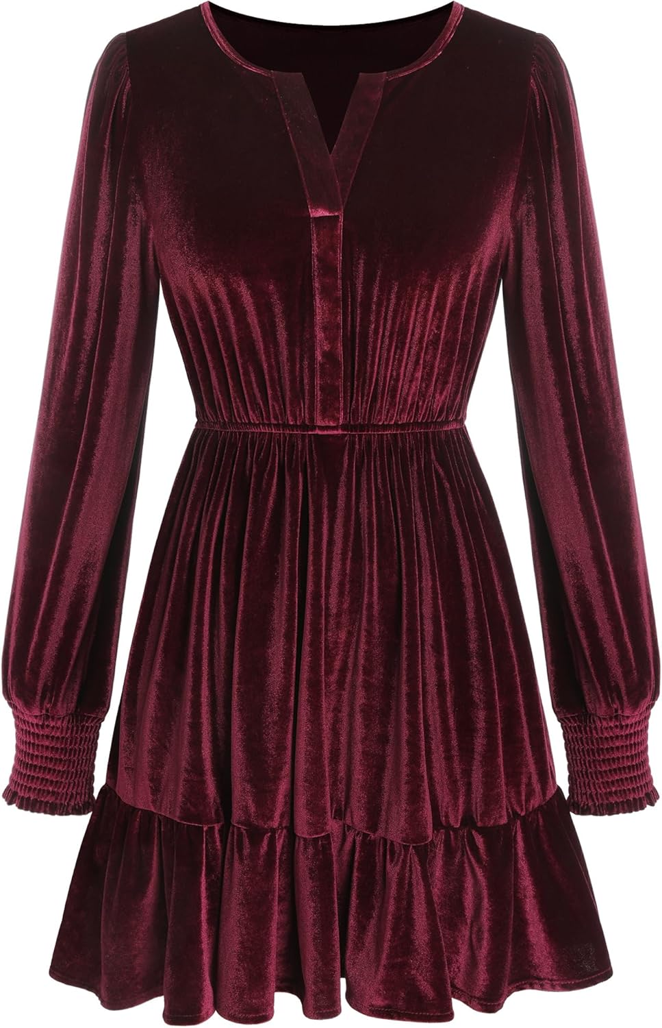 ZAFUL Womens Long Sleeve Velvet Dress 2025 Fall V Neck Holiday Cocktail Party Semi Formal Mini Dresses for Wedding Guest