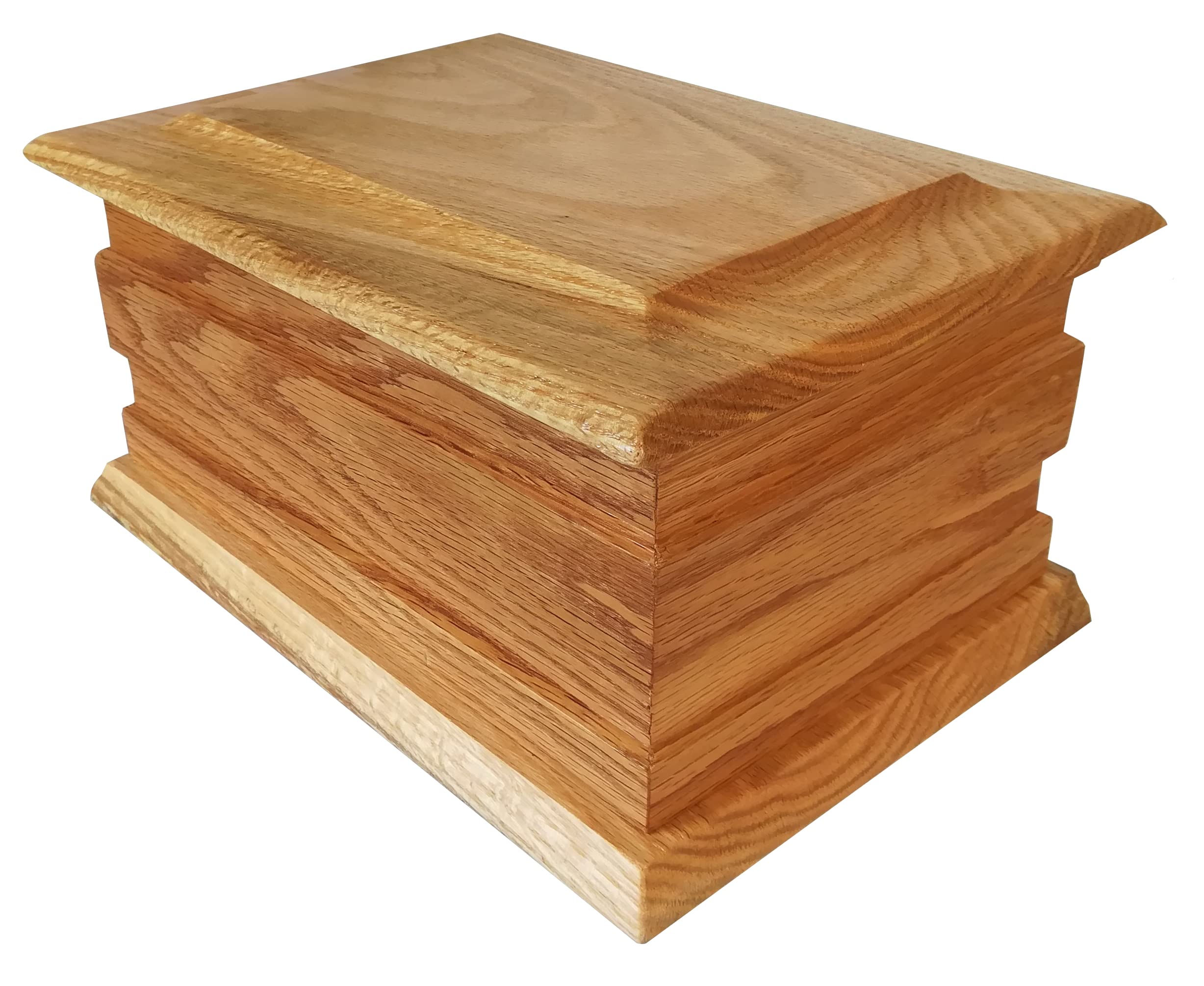 Funeral Casket Oak Finish Quality Adult Ashes Urn Solid Wood Cremation Memorial With Personalised Plaque