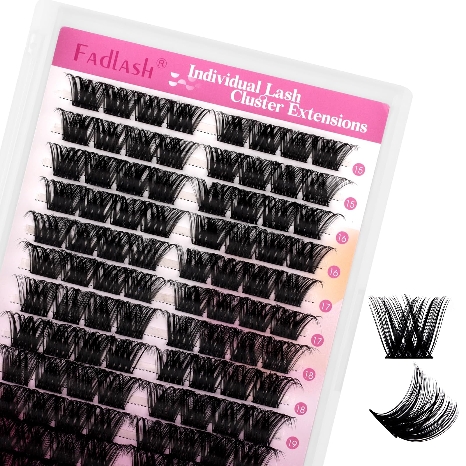 Lash Clusters 15-20mm 96Pcs Individual Lashes Cluster Mixed Tray D Curl Lash Clusters DIY Eyelash Extensions Individual Cluster Lashes DIY Lash Extension Kit Home (F2-0.07D, 15-20mm)
