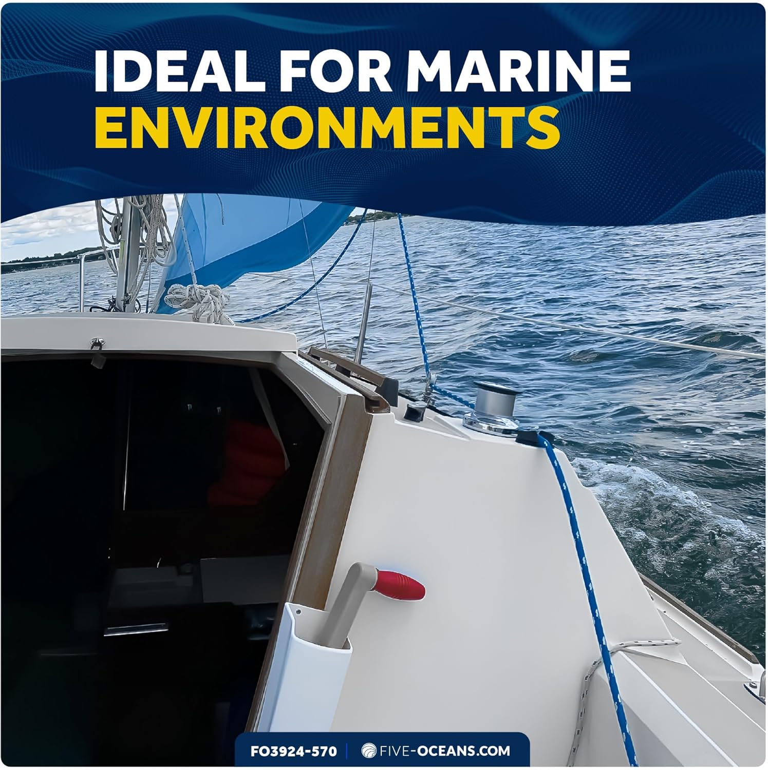 Five Oceans Floating Sailboat Winch Handle & Winch Handle Holder Pocket Set - Durable Marine-Grade Design