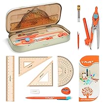 YPLUS Set Geometria per Studenti, Compasso Goniometro Matematica con Righelli, Scatola di Kit Goniometro per Materiale Scolastico e Scolastico, 12 Pezzi
