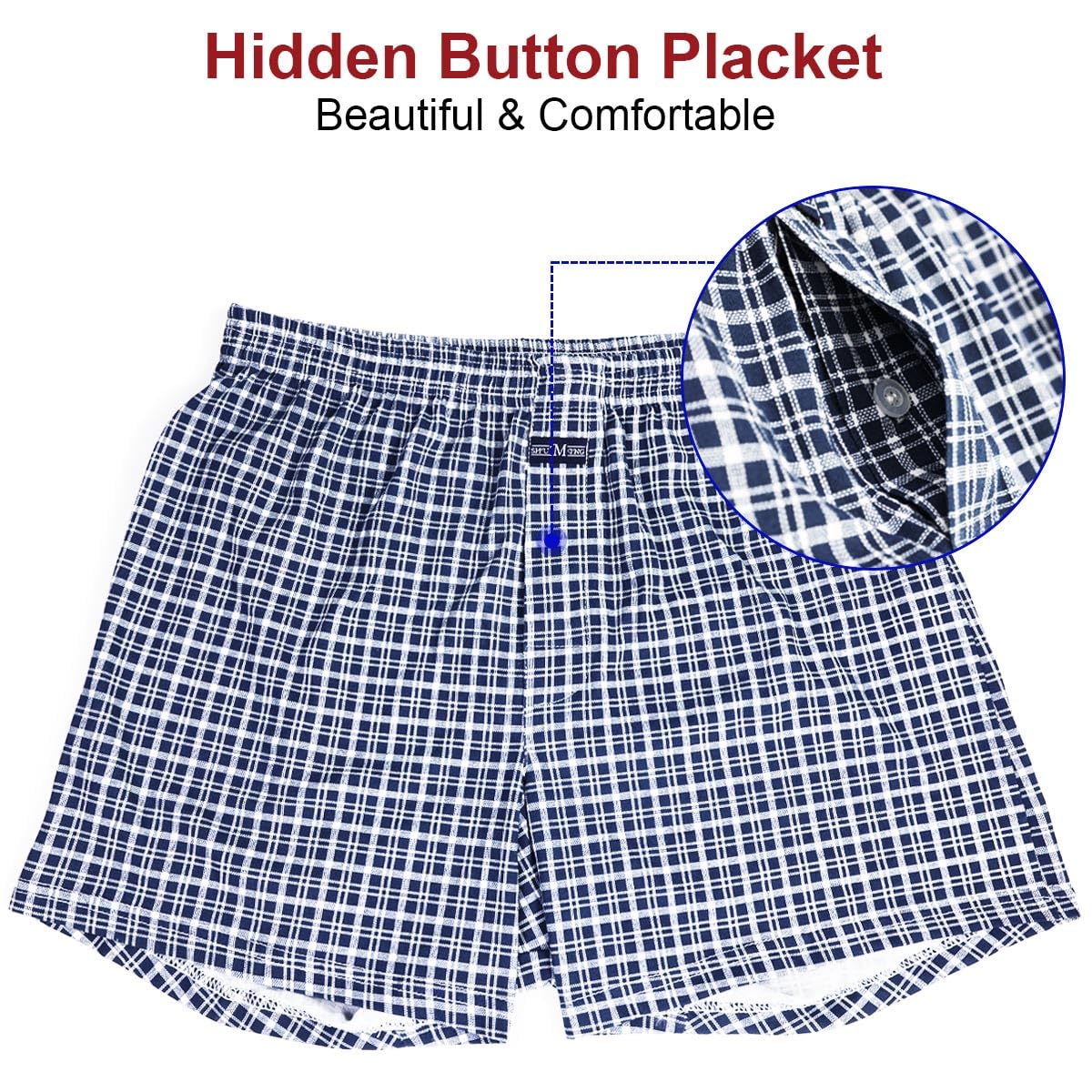 3 Pièces Caleçon Lâche Homme 100% Coton Tricot Amples Respirants Ultra Confortables sous-vêtements Homme M - 3XL
