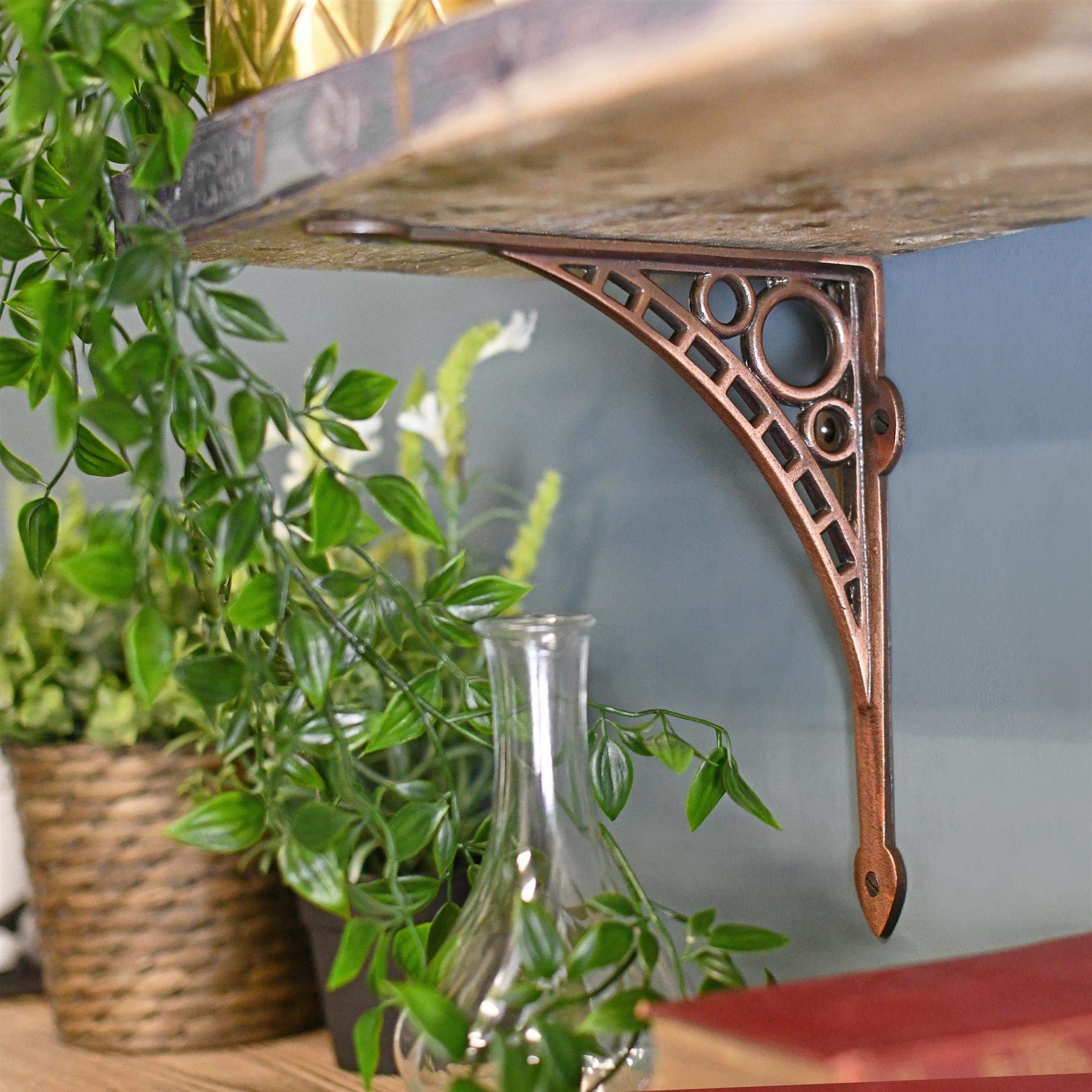 Black Country Metal Works Orange Antique Copper Finish Iron Bridge Shelf Bracket 22 X 22Cm