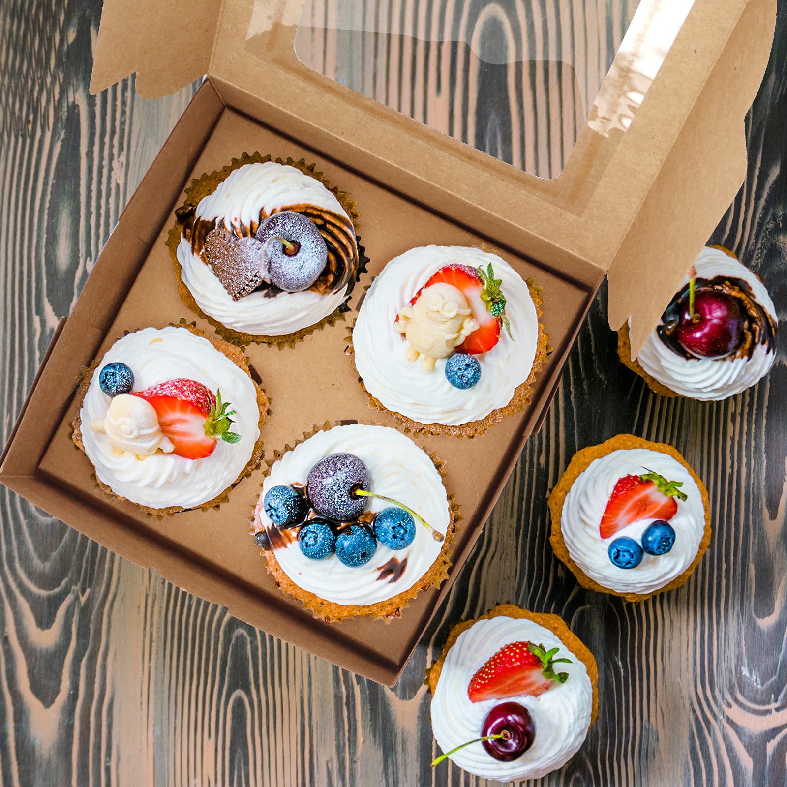 GXFCING Lot De 24 Boîtes à Biscuits Avec Fenêtre Transparente