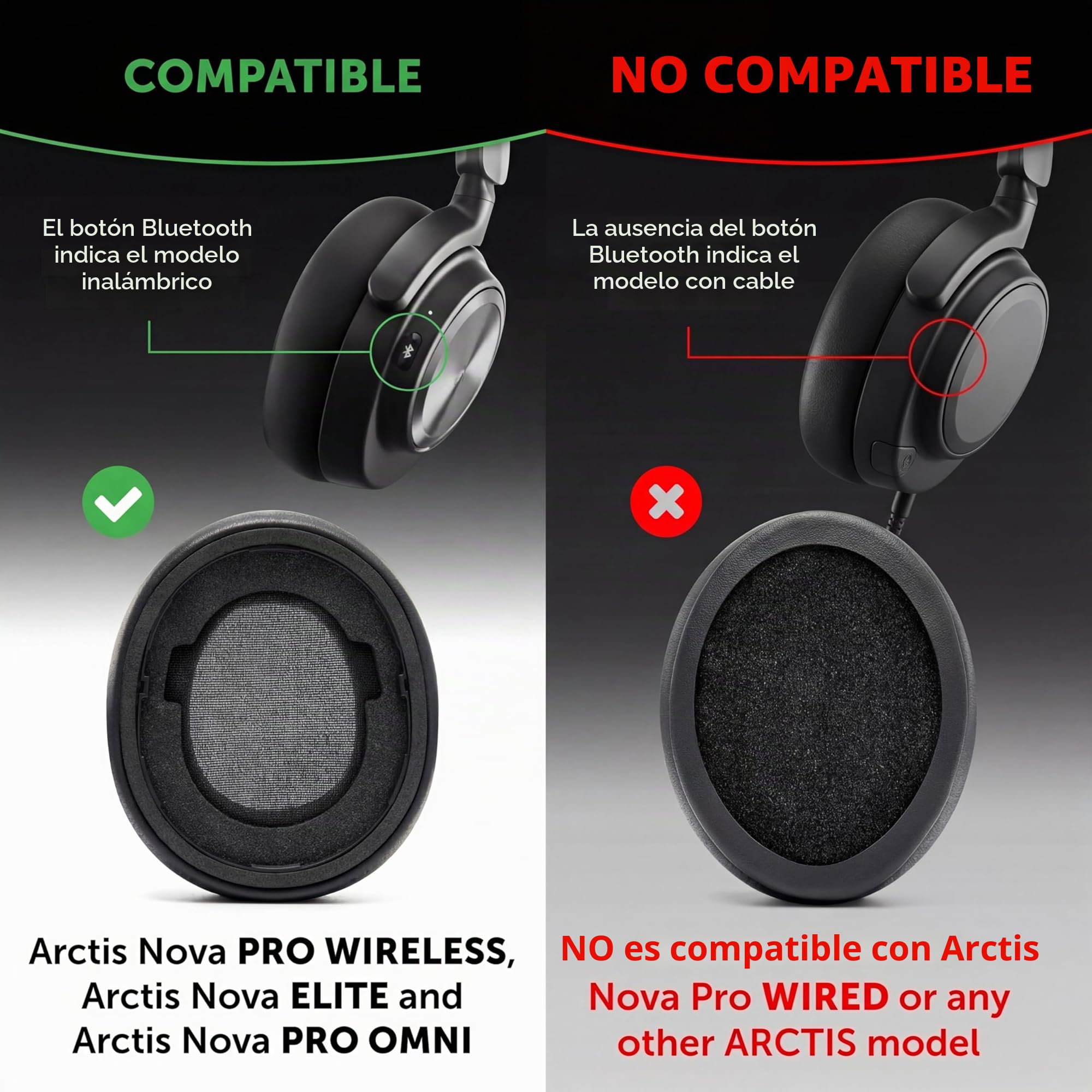 WC Freeze Nova Pro Wireless - Almohadillas de Gel refrescante para Arctis Nova Pro Wireless y Nova Elite (no compatibles con Otros Modelos), de Wicked Cushions, Extra Gruesas y cómodas | Black