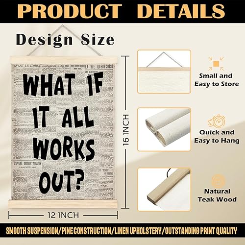 Miniatura 7 de Arte de pared retro de moda con texto en inglés What If It All Workout, decoración de pared de afirmaciones positivas, citas positivas, lienzo