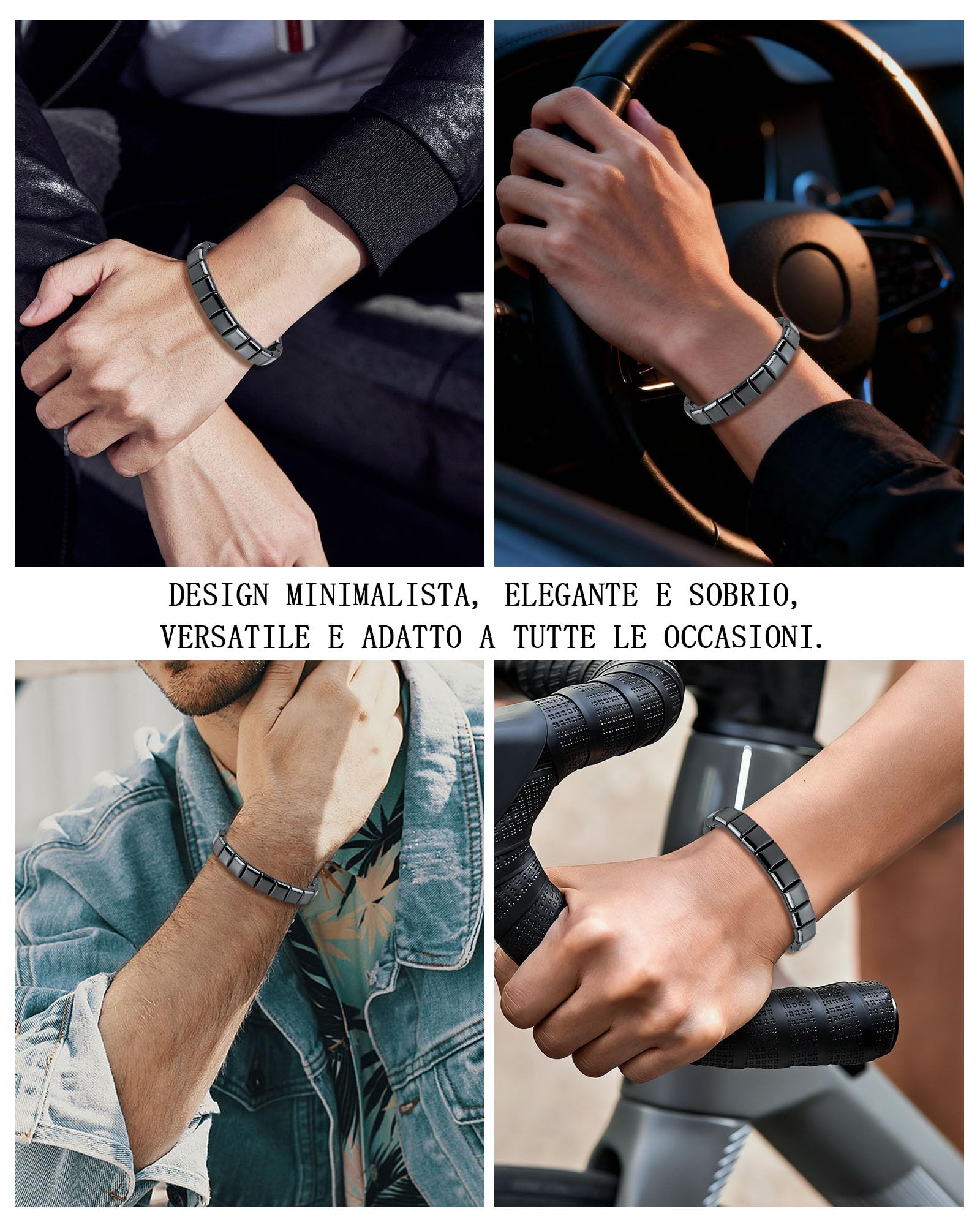 VGWON Bracciale Uomo, Regalo Uomo, 10mm Nero Blu Ematite Bracciale Di Perle Di Pietra Naturale Occhio Di Tigre Braccialetti, Regalo San Valentino Per Lui, Idee Regali Uomili Compleanno E Anniversario