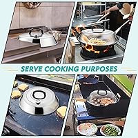 Vista 6 de HaSteeL - Cúpula para fundir quesos de 12 pulgadas, cubierta redonda de acero inoxidable para vaporizar, cúpula grande y sólida para parrilla y tapa