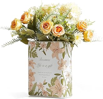 Modern Book-Shaped Ceramic Vase: Aesthetic Flower Vase for Home Decor Cute Vase for Office Bedroom Bookshelf Table Centerpieces Decorations Book Lovers Gifts (Lily, Small)