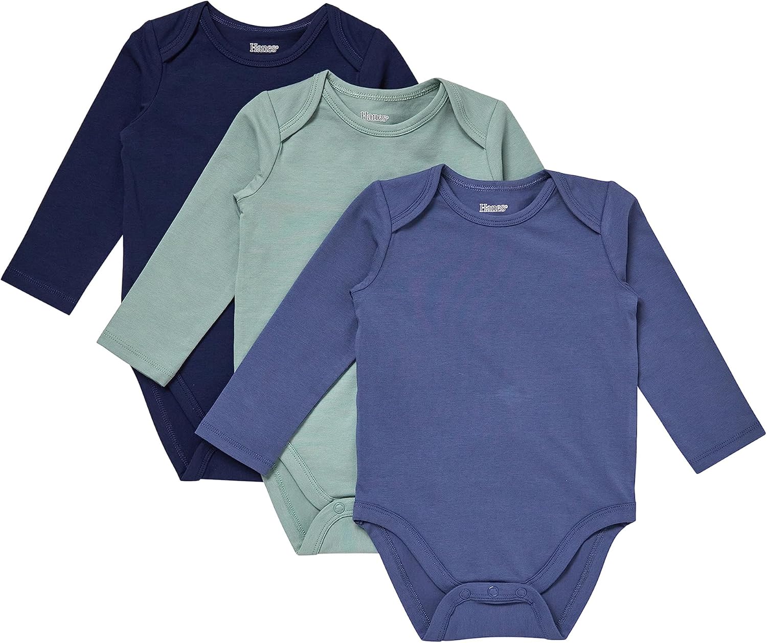 Hanes Unisex Baby Pure Comfort Long Sleeve Bodysuits, Infant Bodysuits, Boys & Girls, 3-pack
