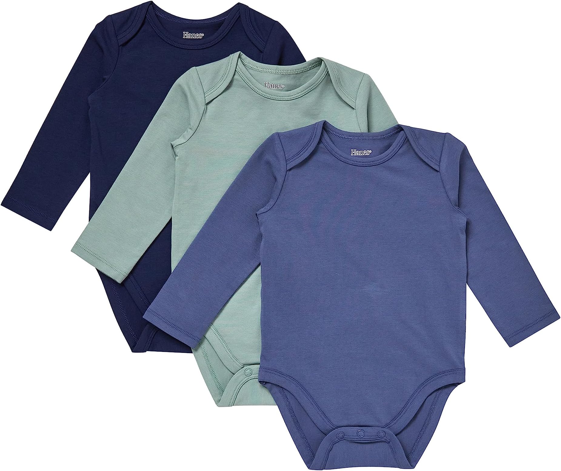 HanesBaby Pure Comfort Long Sleeve Bodysuits (3 Pack)