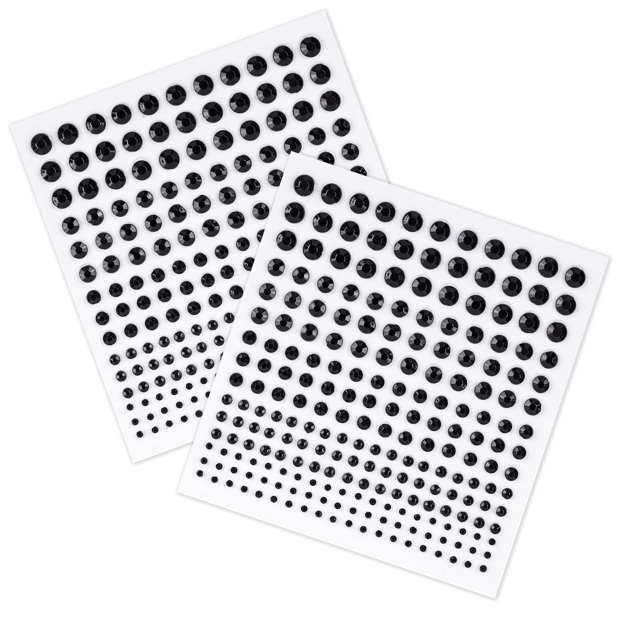 450 Pieces Rhinestone Stickers Self Adhesive Crystal Diamond Sticker for DIY Crafts Body Nails Decoration, 2 Sheets, Black(5 Sizes)