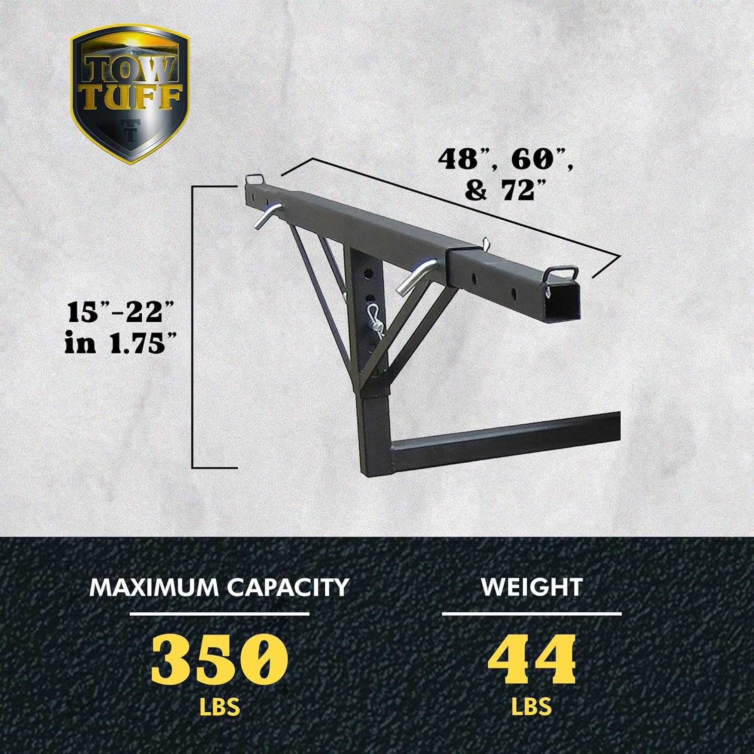 Tow Tuff Adjustable Steel Truck Bed Extender for Class III & Class IV Receivers