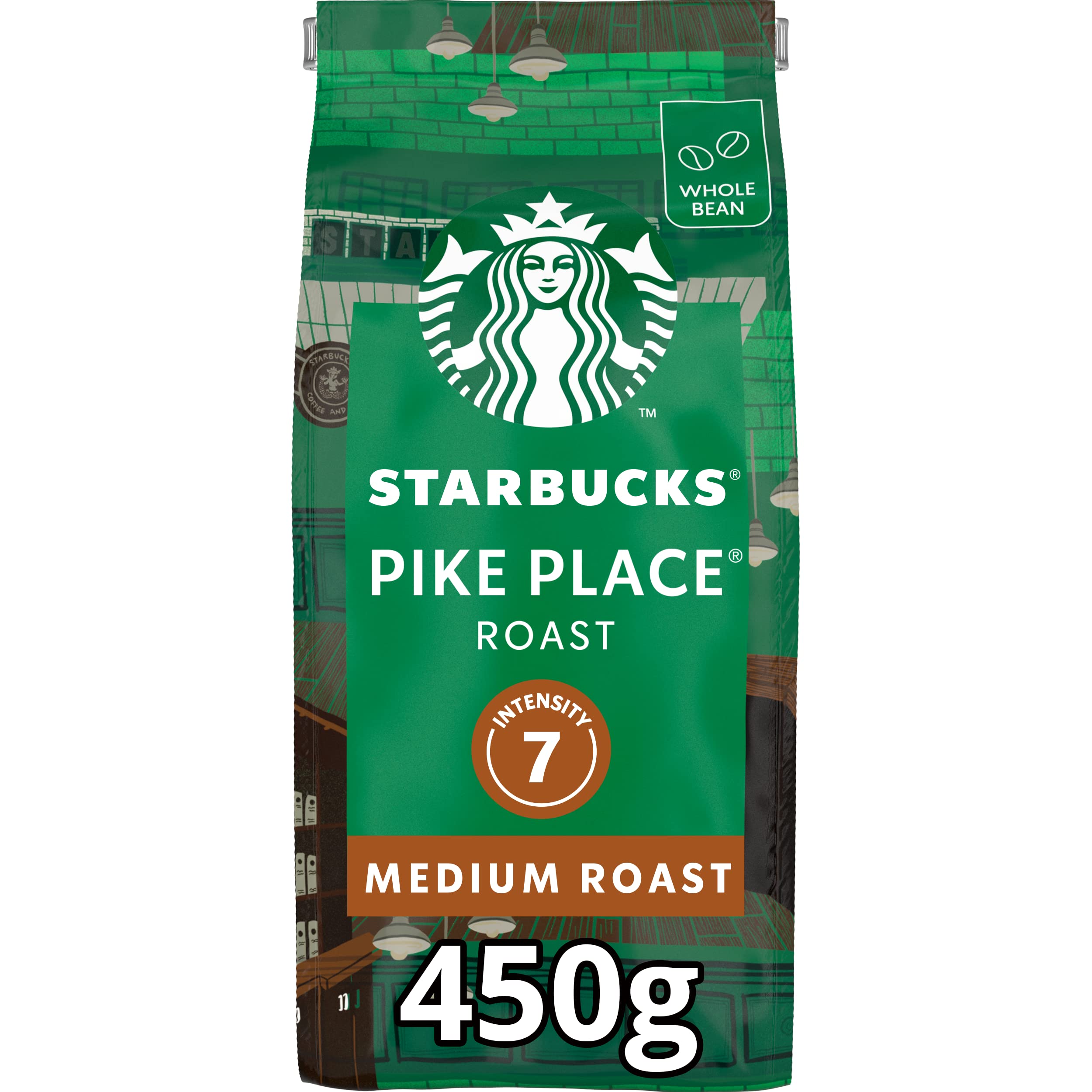 STARBUCKS Pike Place Roast Café De Grano Entero De Tostado Medio, 450g (Paquete de 4)