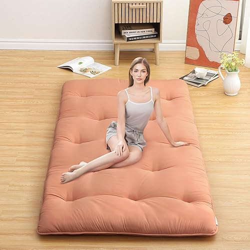 Miniatura 6 de IDEALHOUSE Colchón de futón japonés, colchón de suelo para dormir, almohadilla plegable gruesa y enrollable y tapete de tatami para dormitorio,