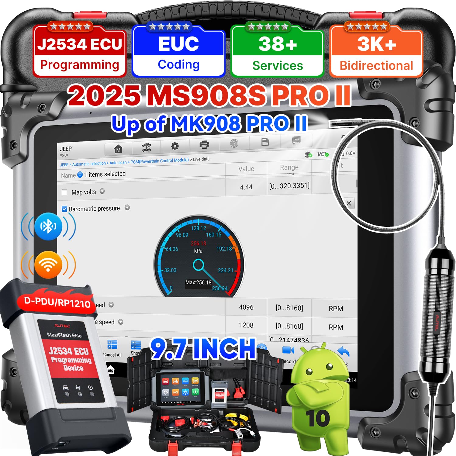 AutelScanner MaxiSYS MS908S PRO II w/ MV108S, 2025 Top Diagnostic Scan Tool as MSUltra MS919 Elite II PRO MS909, 38+ Services, Up of MK908P MS908S Pro Elite MS906 MAX, 3K+ Bidirectional, AutoScan 2.0
