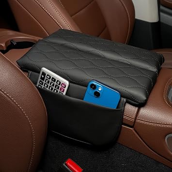 Center Console Cover for 2020-2026 Mercedes-Benz GLE & GLS 350 450 580 AMG 53/63, Leather Armrest Pad with Storage Pockets