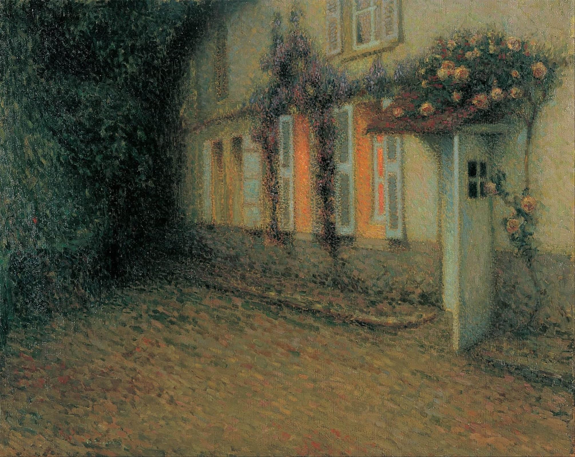 ARTXLXXBN Famous Prints Artwork Pictures Poster Painting Art Roses and Wisterias on the House by Henri Eugene Augustin Le Sidaner Artwork Landscape Pictures for Home Decor 60x90cm