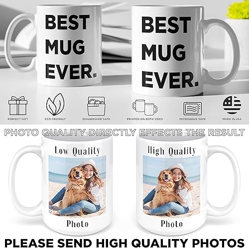 Miniatura 4 de Taza de café con foto personalizada, 11 a 15 onzas, taza personalizada con imagen, texto y nombre, regalos personalizados para novio, novia, mejor