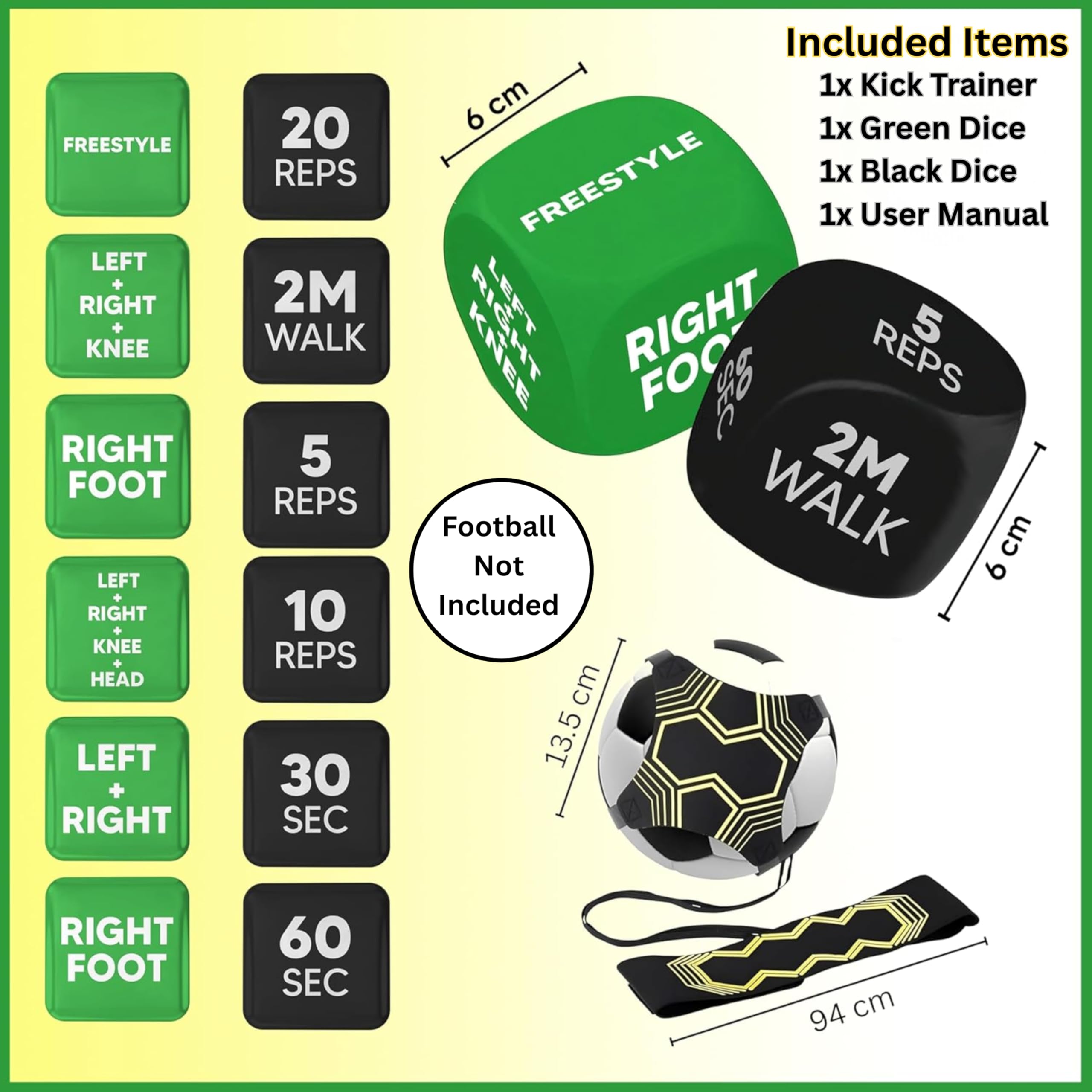 Football Training Dice with Football Kick Trainer, Green, Small - Image 2