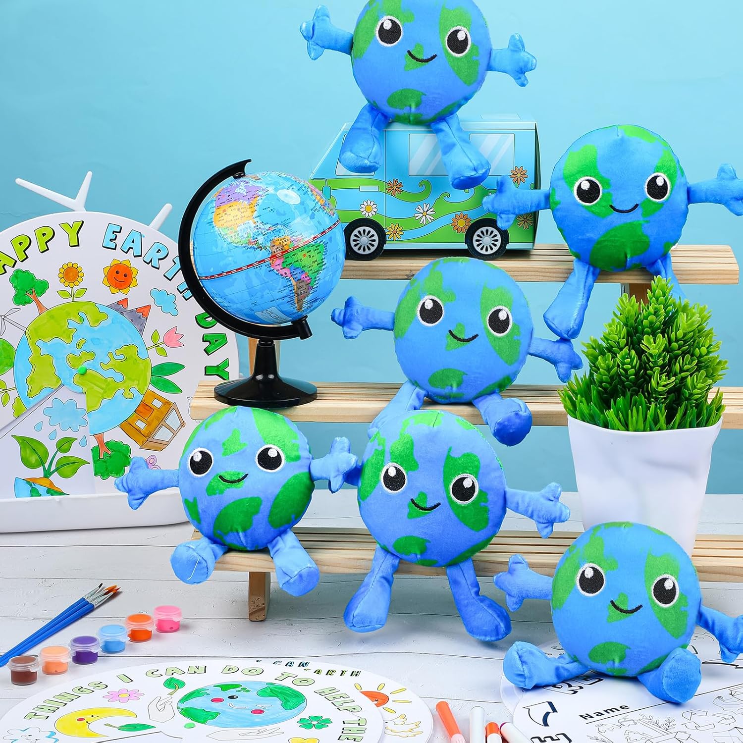 Meooeck 12 Packs Earth Day Stuffed Plush Party Favors 5.5 Inch Mini Save The Earth Educational Item Planet Stuffed for School Classroom Educational Activity Gift Recycle Party Favor Supplies