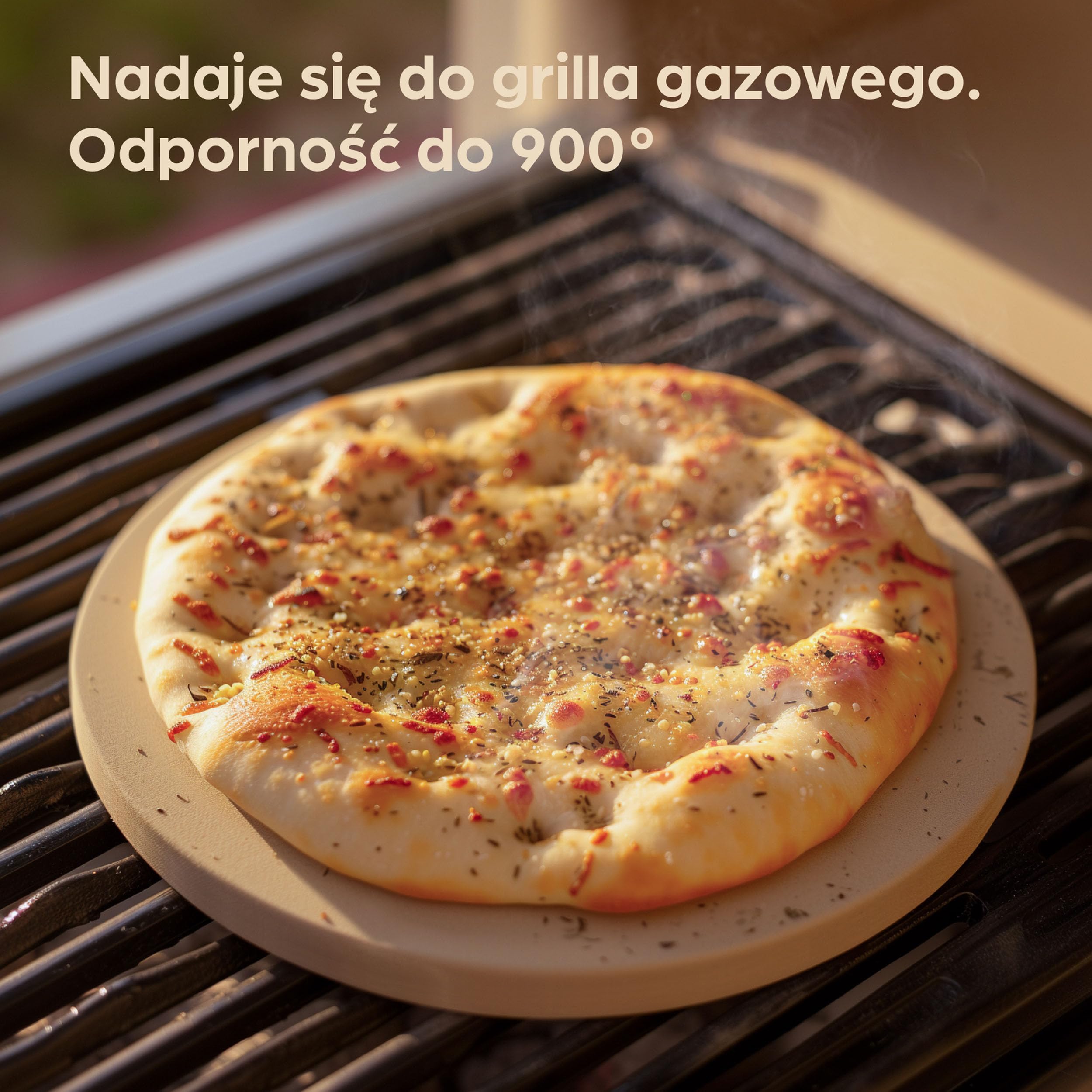 Kamień do Pizzy do Piekarnika Okrągły - 30 cm do Grilla Gazowego i Piekarnika - Do chrupiącego spodu - Kamienna płyta wykonana z kordierytu do 900 °C - Zatrzymująca ciepło