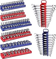 WORKPRO 8-Piece Magnetic Socket & Wrench Organizer Set - 1/4" 3/8" 1/2" Drive Holders for Metric SAE Tools, Secure Toolbox Storage (Sockets/Wrenches Not Included)