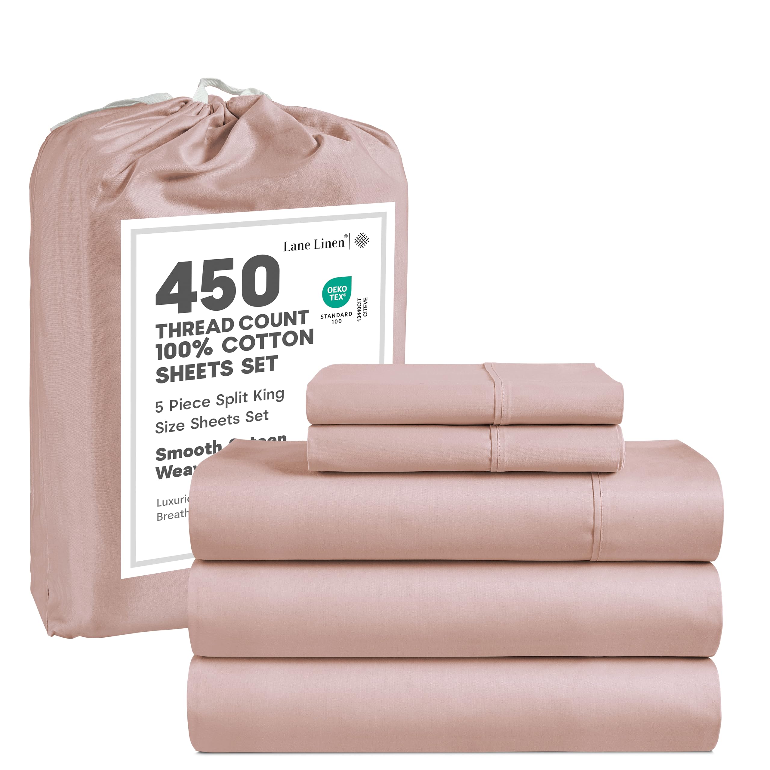 Lane Linen 100% Cotton Bed Sheets – 450 Thread Count Cooling Sheets Queen, Durable Daily Use Bedding, Value Comfort for Nightly Rest, Hotel Sateen Finish, Snug Fit 15" Deep Pocket Fitted Sheet – Taupe — view 54