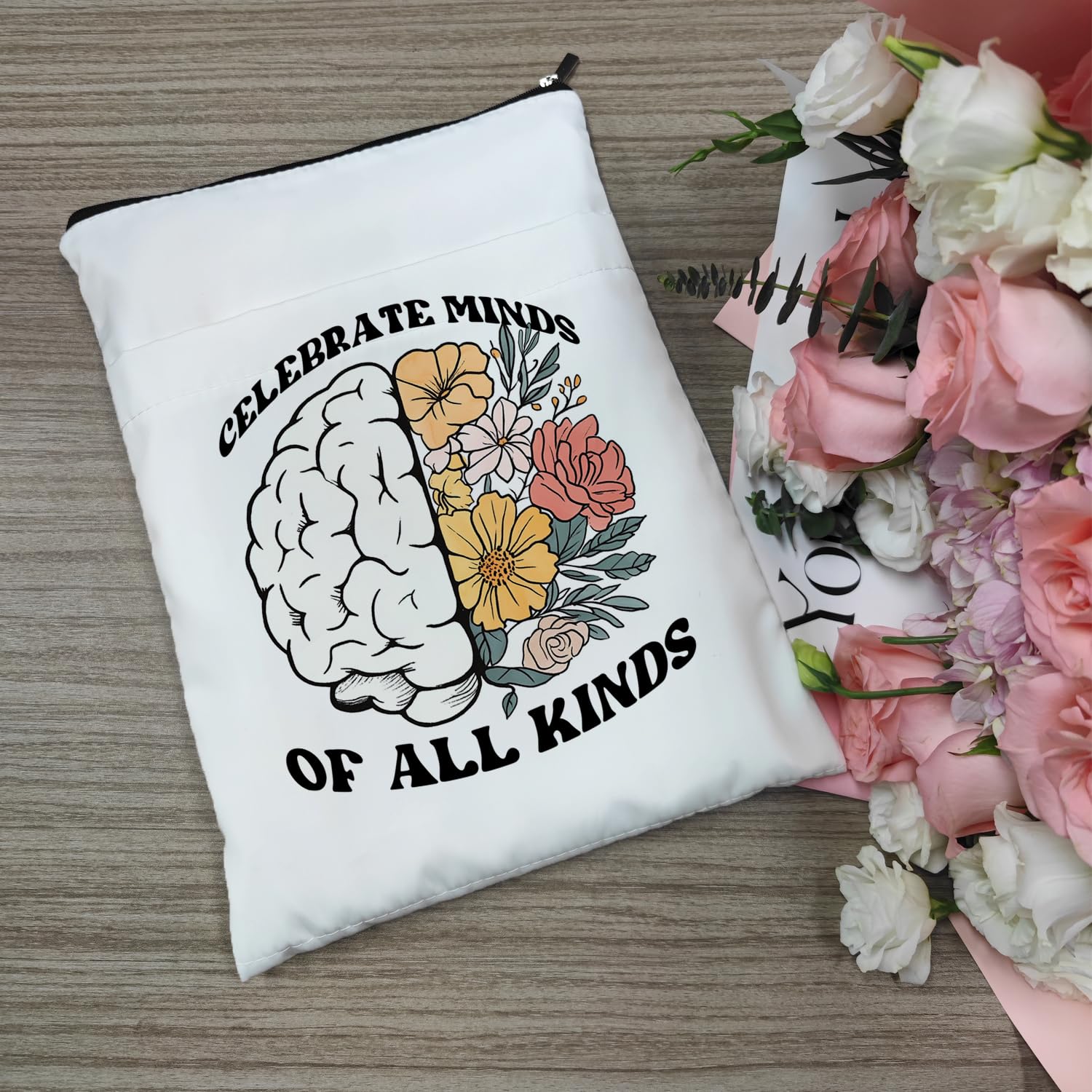Buchhülle, Geschenk für psychische Gesundheit, motivierende Geschenke für Frauen, Buchhüllen mit Reißverschluss, Buchliebhaber, Kindle-Schutz, Geschenke für Lehrer, Bibliothekar, Bücherwurm, Buch,