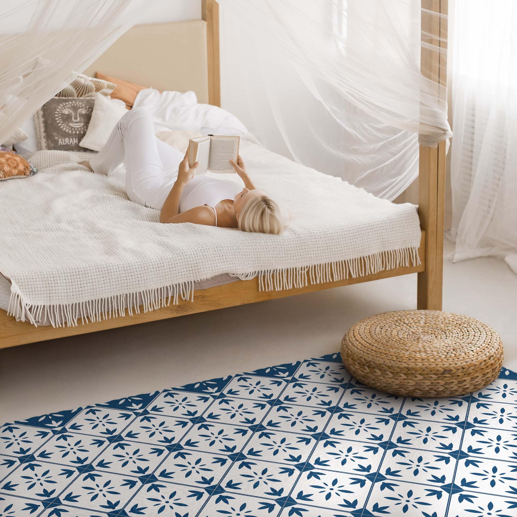 Alfombra de Vinilo 60x90 cm PCV de Material Sintético de Calidad Impermeable Decoración de Interiores para Cocina Salón y Dormitorio Fácil Limpieza Rectangular - Cubo rombo