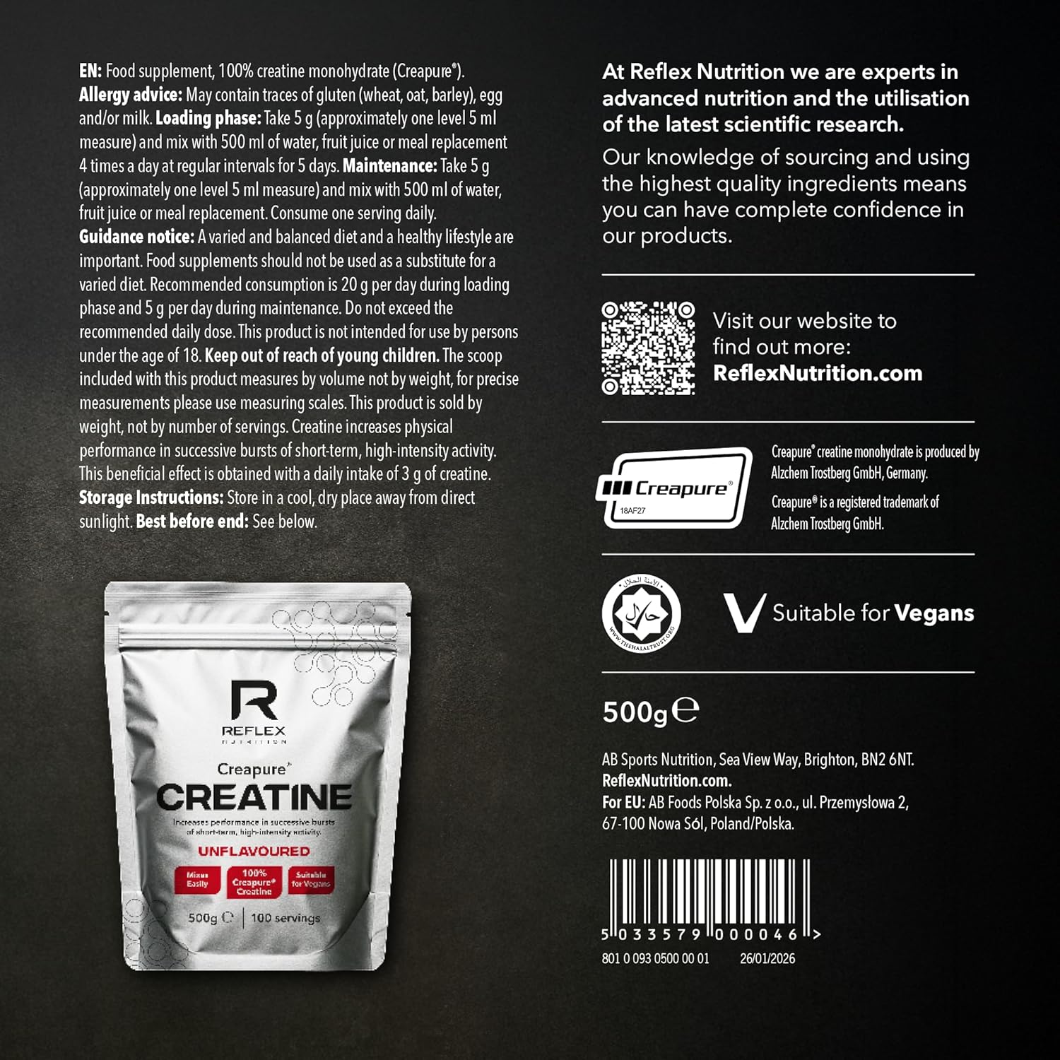 Reflex Creapure Creatine Powder 500g