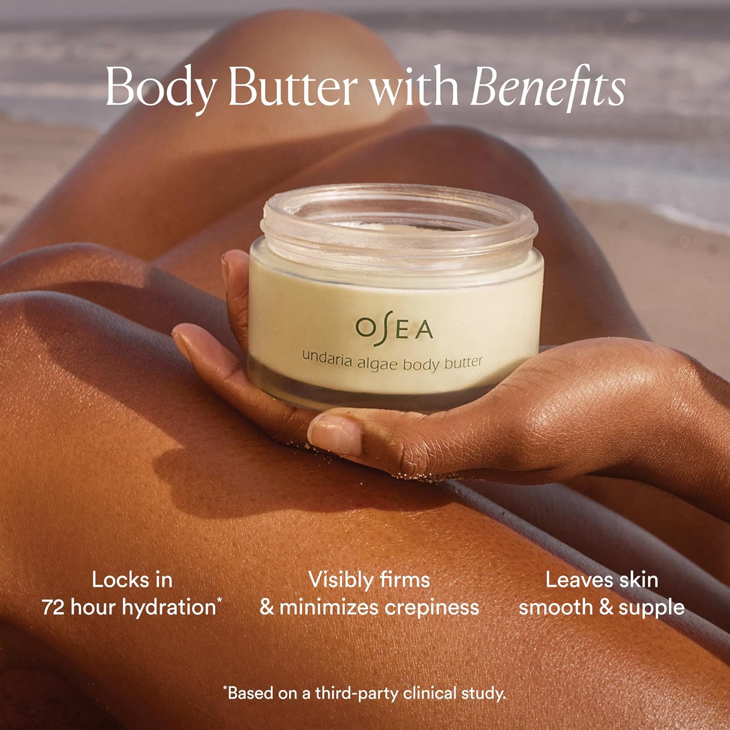 OSEA Undaria Algae™ Body Butter 6.7 oz - For Dry Skin - Ultra Hydrating Whipped Shea Butter + Ceramides - Vegan Skincare & Clean Bodycare - Thick Body Cream - For Extremely Dry Crepey Skin - Image 3