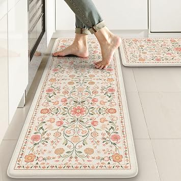 KIMODE Anti Fatigue Mats for Kitchen Floor,Cushioned Kitchen Rugs Sets of 2