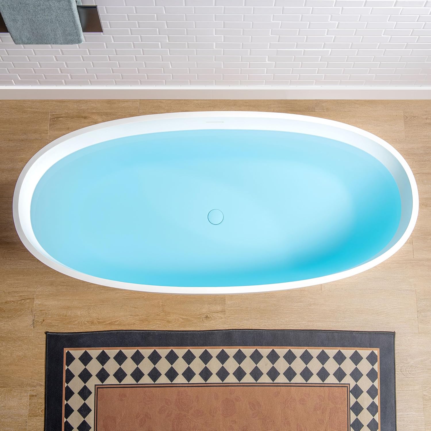 WOODBRIDGE 61 in. x 30.75 in. Stone Resin Luxury Contemporary Solid Surface Freestanding Bathtub in Matte White - Image 4